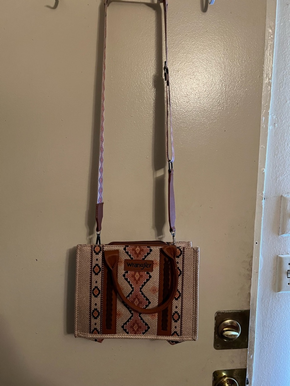 Wrangler Pink and Brown Patterned Crossbody Bag